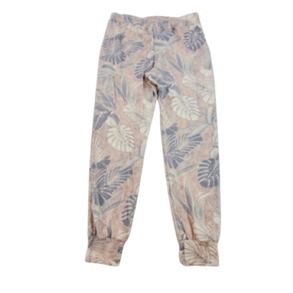 Sundry Floral Print Jogger Pants Pink Gray Soft Knit Lounge Sweatpants 2 (Med)